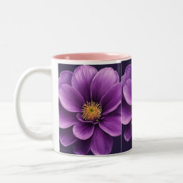 Chá e xícara de café com Impressão de Flor Roxo
