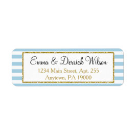 Chá Elegante de Etiquetas de Endereço Dourado Azul