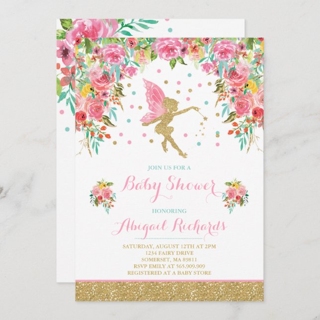 Chá feericamente floral do convite feericamente do (Frente/Verso)