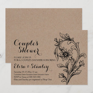 Chá floral dos casais do casamento do cartão de