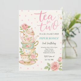 Chá Floral Rosa Para Dois Convite De Aniversário