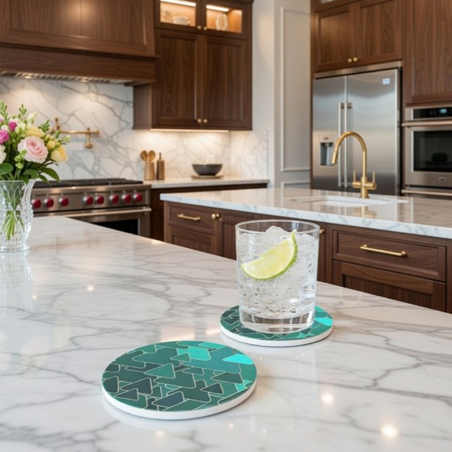 Chá Geométrico e Porta copos Sandstone Dourada (Criador carregado)