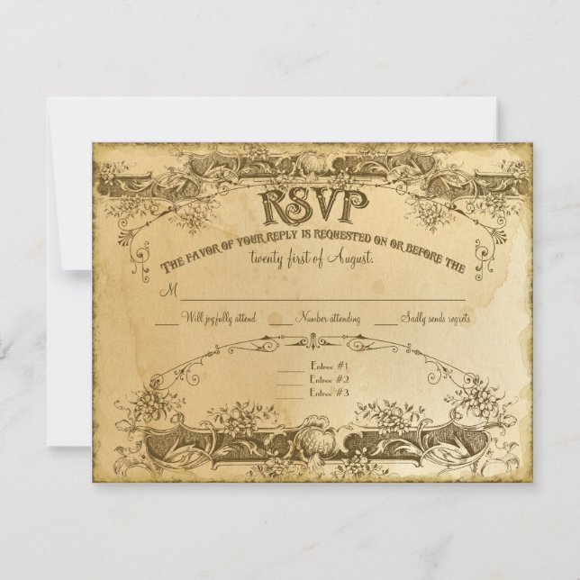 Chá Manchado Casamento Vintage 2 - Convite Convite (Frente)