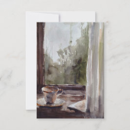 chá num cartão de dia chuvoso