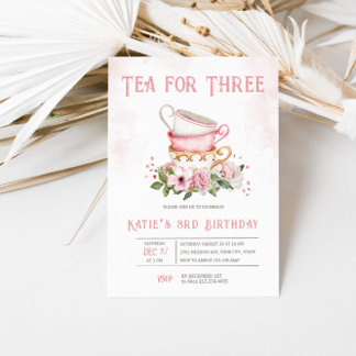Chá Para Três Teacups Tema Convite De Aniversário