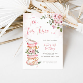 Chá Para Três Teacups Tema Convite De Aniversário