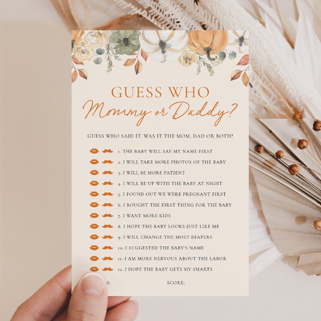 Chá Pumpkin adivinha quem Mamãe ou jogo de Pai (Criador carregado)