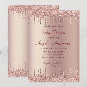 Chá rosa Dourado Blush Luxury Baby Boy Convite pa