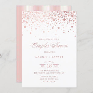Chá rosa Gold Foil Confetti Casais Convite