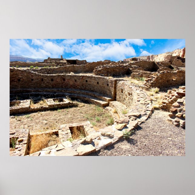 Chaco Canyon Pueblo Bonito, Poster do Novo México (Frente)