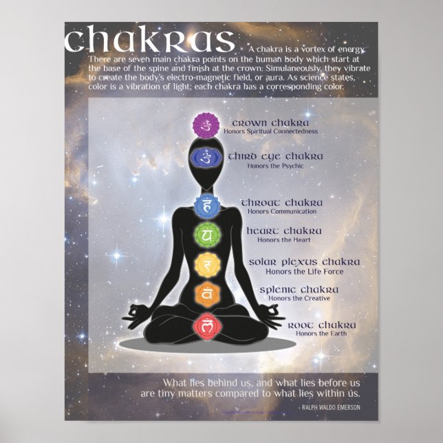 CHAKRAS Information Art Poster | Meditação, Ioga (Frente)