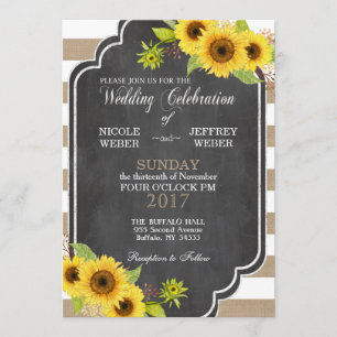 Chalk Burlap Floral Casamento de Girassol Convite