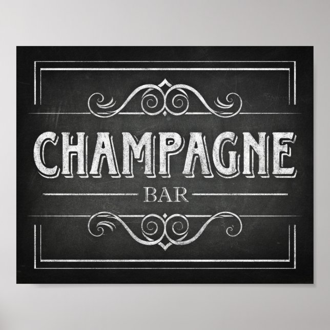 Chalk Style CHAMPAGNE BAR de Sinal de Impressão (Frente)