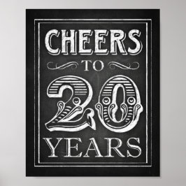 Chalk Style CHEERS PARA Impressão de Sinal 20 ANOS