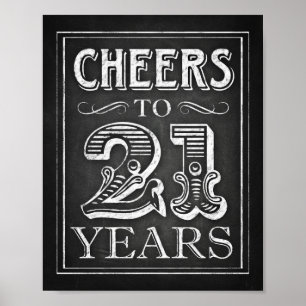Chalk Style CHEERS PARA Impressão de Sinal de 21 A