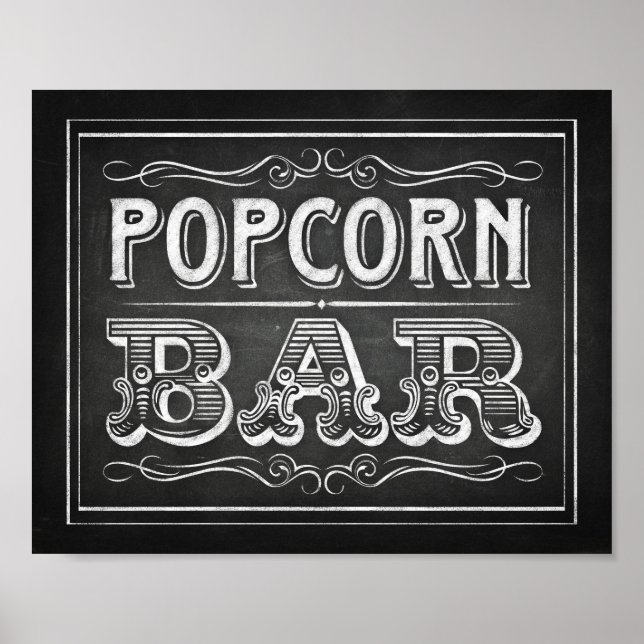 Chalk Style POPCORN BAR Sinal Impressão (Frente)