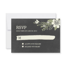 Chalkboard Blooms RSVP/Placas de Resposta de Casam