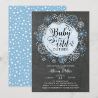 Chalkboard Blue Baby É frio fora do convite