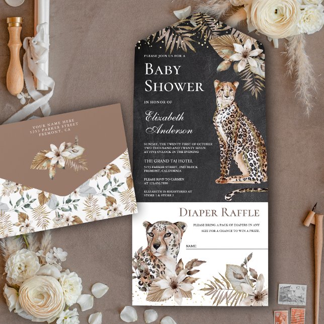 Chalkboard Boho Selvagem Safari Leopardo Chá de Be (Criador carregado)