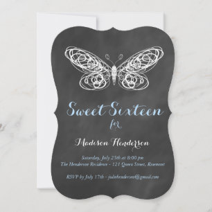 Chalkboard Butterfly Sweet Sessenta Convite