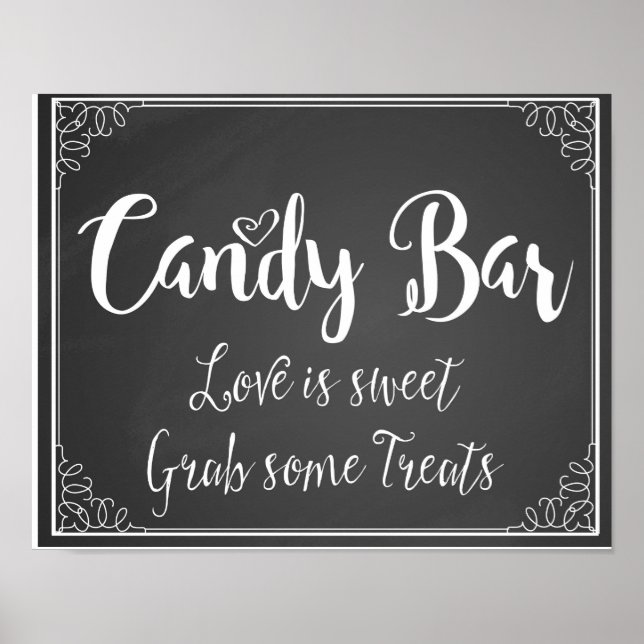 Chalkboard Candy Bar Amor é doce impressão de casa (Frente)