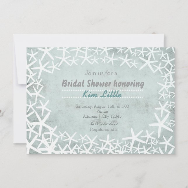 Chalkboard Chalk Vintage Beach Starfish Convite (Frente)