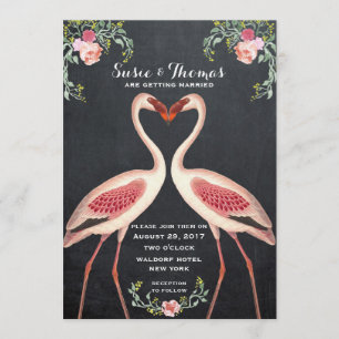 Chalkboard de convite para casamento Flamingo