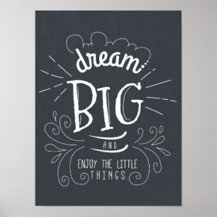 Chalkboard Dream Big Quote Art Impressão