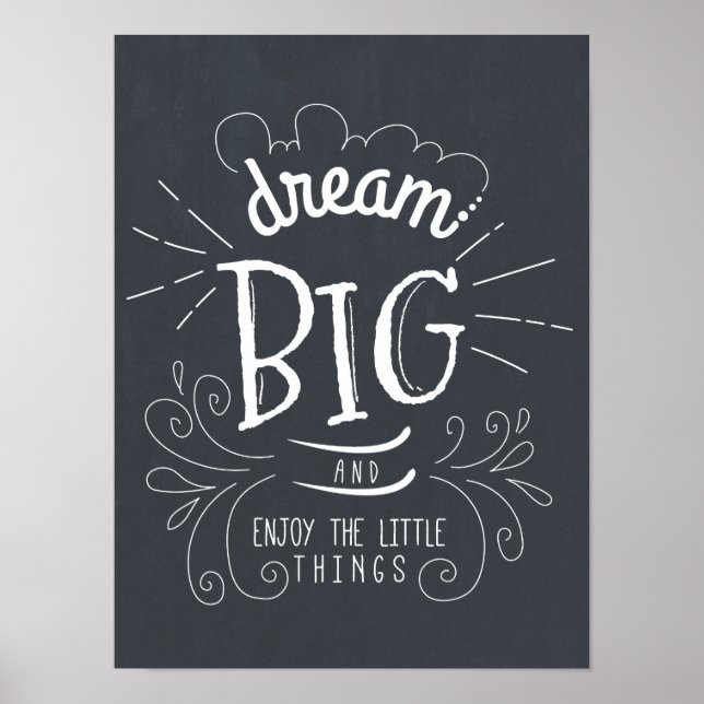 Chalkboard Dream Big Quote Art Impressão (Frente)