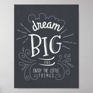 Chalkboard Dream Big Quote Art Impressão