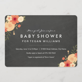 Chalkboard Floral | Convite para chás de fraldas