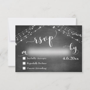 Chalkboard & Lights com RSVP de Caligrafia de Casa
