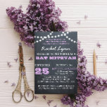 Chalkboard Luzes Lilac Bat Mitzvah Convite<br><div class="desc">Estes convites casuais de chic são perfeitos para qualquer celebração de Bat Mitzvah. Cada linha de texto é perfeitamente personalizável para dizer exatamente o que você quer!</div>