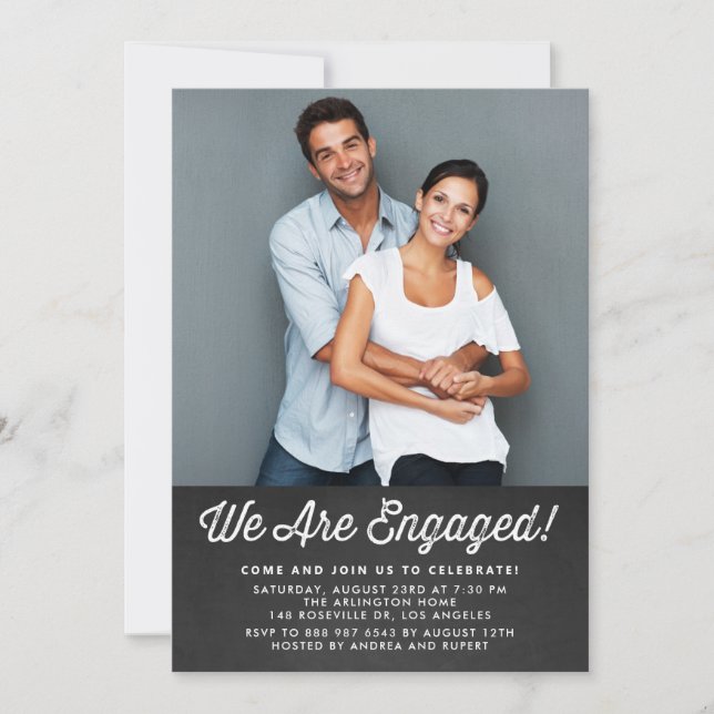 CHALKBOARD RUSTIC | CONVITE À FESTA DE NOIVADO (Frente)