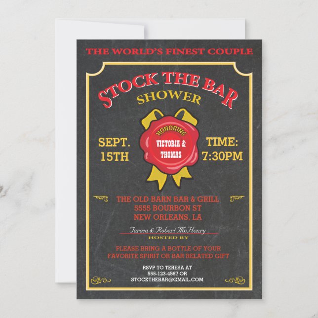 Chalkboard Stock do bar convite (Frente)