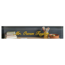 Chalkboard-Style Teacher Desk Nameplate