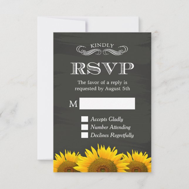 Chalkboard Sunflower Decor RSVP Resposta Elegante (Frente)