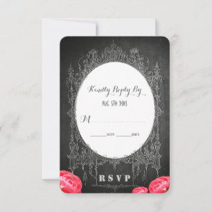 Chalkboard Vintage Floral - Cartão de Resposta de