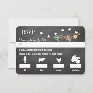 Chalkboard Vintage Floral Garland Weding RSVP