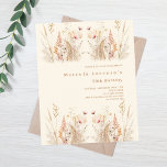 Chamada de aniversário de orçamento do Wildflower<br><div class="desc">Um convite de 50 anos (ou qualquer idade) elegante. Um fundo creme,  cor bege,  decorado com flores silvestres de cor aquosa em verde bege,  rosa,  poeirento. 1 folha = 1 convite impresso de borda a borda.</div>