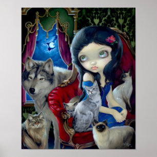 Chamada do lobo do gato do IMPRESSÃO da ARTE da