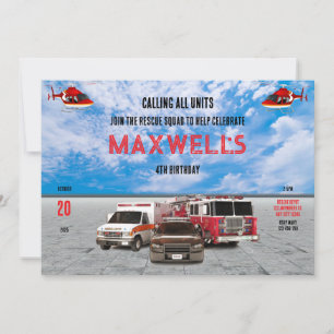 Chamando Todas as Unidades Convite de Aniversário