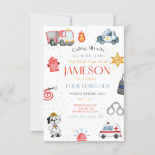 Chamando Todas as Unidades Convite de Aniversário