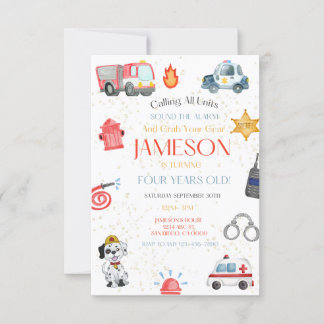 Chamando Todas as Unidades Convite de Aniversário