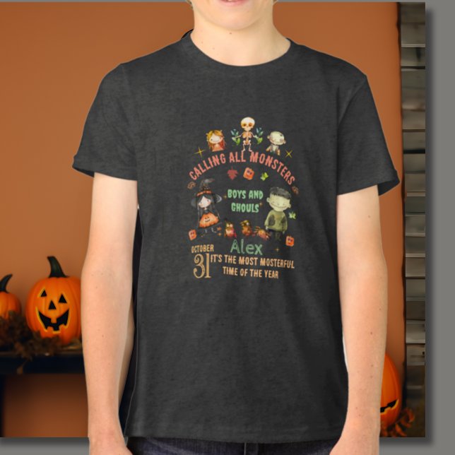 Chamando todos os monstros de camiseta do Hallowee (Calling All Monsters Halloween T-Shirt Tri-Blend Shirt)