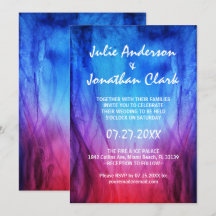 Chamas Azul e Vermelho Fogo Modelo de Convite para