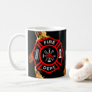 Chamas do departamento dos bombeiros da caneca  