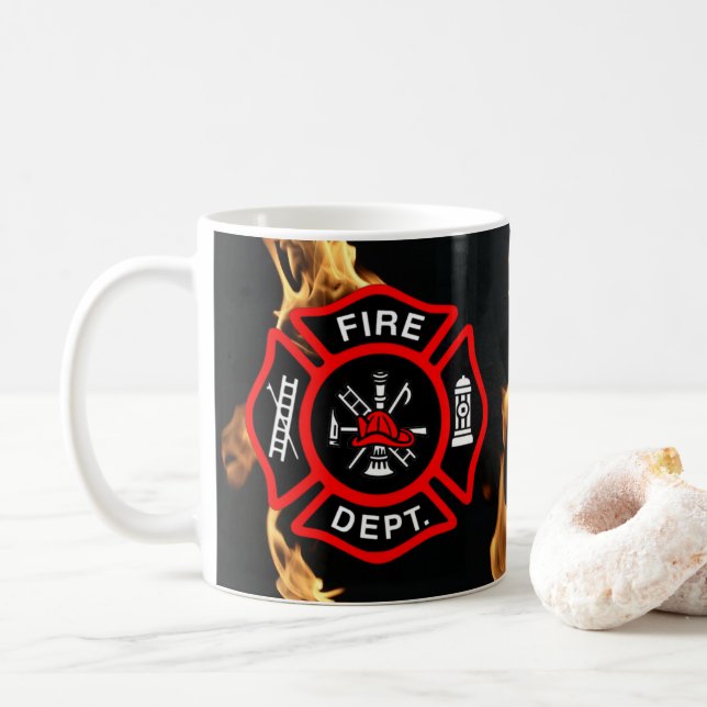 Chamas do departamento dos bombeiros da caneca | (Com Donut)
