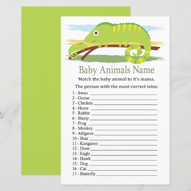Chameleon Baby Animal Name Game (Frente/Verso)