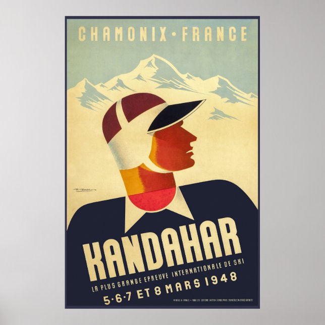 Chamonix, França, Poster de Esqui (Frente)